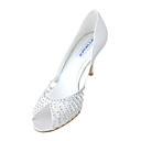Elegante Parte Superior De Sat�n De Tac�n Peep-toes Con Los Zapatos De Novia De La Boda De Diamante De Imitaci�n (0796-7033)