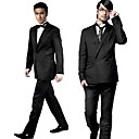 Double-Breasted 2 Button Side-vented Peak Lapel Wool Groom Wear/ Tuxedo/ Men s Suit Jacket and Pants(PMBZXZ0007)