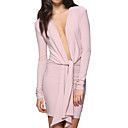 Coton / 2-voies D�collet� En V Profond Robe � Manches Longues / Robes Pour Femmes (ff-1801be014-0789)