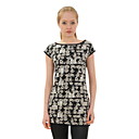 Porstait Patrones Impresos Manga Corta Cuello Redondo Con Palangre T-shirt / Mujer Camisetas (ff-8502be006-0736)