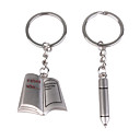 Llaveros Amantes Inoxidable (pluma Y Libro / Juego De 2 Piezas)