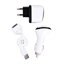 Kit De Carga Para Ipod / Iphone (1xac Adaptador, Cargador 1xcar, Cable 1xretratable) (hf189)