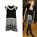 Super Style Lys Mod�le / Coton / Dentelle Fleur Garnitures Manches Courtes Robe / Robes De Femmes (ff-1802be204-0736)