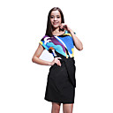 Patrones De Dise�o Especial Cintura Colorido Vestido De Manga Corta Todo El Escote / Vestidos De Mujer (ff-1802bf410-0857)