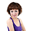 Capless Longueur Moyenne De Synth�se Or Perruque Brune Cheveux Raides (0463-6.10-253)