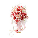 �l�gant Rouge / Rose Bouquet De Mariage Ronde / Bouquet De Mari�e En Mousseline De Soie Avec Des Perles De D�coration (0797-sim025)