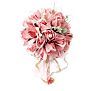 �l�gante Rose Rouge Ronde Bouquet De Mariage / Bouquet De Mari�e En Mousseline De Soie Avec Des Perles De D�coration (0797-sim030)