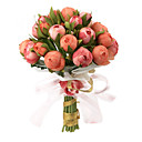�l�gante Rose Rouge / Rouge Orange Ronde Bouquet De Mariage / Bouquet De Mari�e En Mousseline De Soie � La D�coration (0797-sim006)