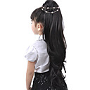 Coiffures Enfants Extra Longue Ligne Droite De Queue De Cheval Noir Postiche Enfants (0463-6.17-370)