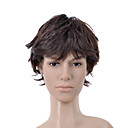 Corto Y Rizado De Color Marr�n Oscuro Bang Plena Peluca De Pelo Hombres (0463-6.13-351)
