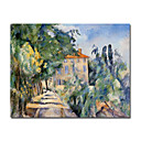 Tendu La Main Maison Toile Avec La Peinture Toit Rouge Par Paul Cezanne (1019-hbx0049)