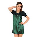 100%Silk Fabric Splicing Short Sleeves Round Neckline Sweaters Dresses   Womens Dresses 1801BD024-07