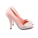 Real Superior De Cuero Zapatos De Tac�n Peep-toes Con El Zapato De Diamante De Imitaci�n De La Moda (0985-hg882)