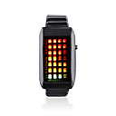 28-3-conducido Banda De Color-luz De Cuero De Moda Reloj De Pulsera Para Hombre (negro)