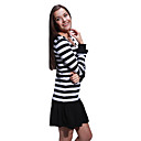 Manches Longues Encolure Arrondie Robe Rayures Fioritures / Robes Pour Femmes (18010bc222-0851)
