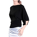 Fente Demi-manches Encolure Ample T-shirt Jersery / Femmes T-shirts (ff-8502bg003-0736)