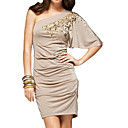 Lentejuelas Decoradas Con Un Hombro Al Medio Vestido De Mangas / Vestidos De Mujer (ss-d-bg0789008)