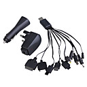 10-en-1 Ca Usb / Cargador De Corriente Del Auto / Adaptadores Para Tel�fonos M�viles (uk Plug/100 ~ 240v)