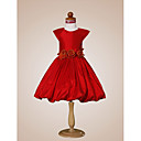 Une Ligne-bijou Genou Longueur Robes De Taffetas Fleur Fille (wsl04137)
