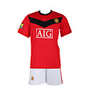wholesale 09-10 Manchester United Customized Home Red & Black Soccer Jersery & Short Kit (GZZQ001)