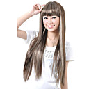 Capless Extra Haute Qualit� � Long Caf� Synth�tiques Regarder La Nature Avec Perruque De Cheveux Blancs Droite (0463-446)