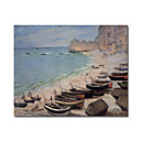 Bateaux � La Main Sur La Plage, Etretat 1 Peinture Par Claude Monet Tendu Pr�t � Accrocher (0192-ycf103427)