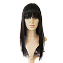 2t33f22se Capless Longue Synth�tique De Haute Qualit� En Noir Avec Du Bleu Perruques Cheveux Raides 0988-vl24