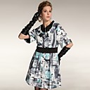 Motifs Imprim�s Demi-manches Pliss�es Ronde Trench D�collet� / Manteaux De Femmes (ff-a-bi1200001)