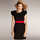 Lentejuelas Hombro Dise�o Redondo Vestido De Manga Corta Cuello / Vestidos De Mujer (ff-b-bi0859008)