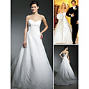 Jessica Simpson Amour Une Ligne De Train Tribunal De Dentelle Sur Robe De Mari�e En Satin (wsm0455)