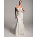 Trumpet / Mermaid Sweetheart Court Train Wedding Dress With Beaded Appliques