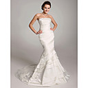 Trompette / Sir�ne De Train Tribunal Bretelles En Satin Taffetas Robe De Mari�e � Plusieurs Niveaux (wsm04122)