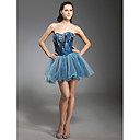 Robe De Fianc�e Balle Courte / Mini Robe De Cocktail En Taffetas Tulle (fsm02250)