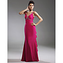 Trompette / Sir�ne V-cou-parole Longueur Chiffon Robe Du Soir En Satin �lastique (wsh04201)