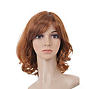 Longitud Media Sin Tap�n Sint�tico De Alta Calidad De Oro Peluca Casta�a Pelo Rizado 0463-472