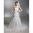 Trompette / Sir�ne De Train Tribunal Bretelles En Satin Organza Robe De Mari�e (wsm04240)