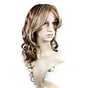 Capless Extra Haute Qualit� � Long Synth�tique L�ger Aspect Naturel Brun Avec Les Cheveux Roux Perruque Boucl�e (0988-ns015)