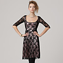 Mode Classique / Manches De Dentelle Perspective Demi De Profondeur Robe D�collet� Rond / Robes De Femmes (ff-a-1065008)