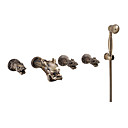 Trois Poign�es En Laiton Antique Mur De Montage Robinet De La Baignoire / Douche Robinet 1099-ql02-01