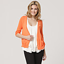 100% Coton / Manches Demi-orange Poches � Coudre Encolure En V De Conception / Cardigans Femmes (ff-b-bj1058011)