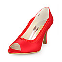 Satinado Superior Zapatos De Tac�n Peep-toes Con Costuras De Los Zapatos De Novia De Encaje De La Boda (0984-r-051)