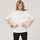 Blanc � Deux M�thodes Portant Manches Chauve-souris � Long Pull L�che / Chandails Des Femmes (ff-b-bj1058009)