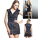 Estilo Vivo Blacke / Vestido De Volantes Cierre De Cremallera Sin Mangas / Vestidos De Mujer (ff-0859-1802be105)