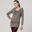 Volante Cuello Mangas Largas Con El Vestido De Su�ter De La Correa / Su�teres De Las Mujeres (ss-c-bk0736048)