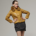 Capa De Pelo De Conejo Cuello Mangas Largas / Outerwears Mujeres (mostaza) (ss-a-bk0997015)