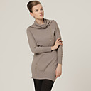 Botones De Color Beige Dise�o De Camisas De Manga Larga Jersey De Cuello Chimenea De Palangre / Su�teres De Las Mujeres (ss-b-0736735)