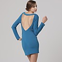Dos Bleu Bared Gland Mentale Manches Longues Robe Pull Col Rond / Robes Pour Femmes (ff-d-bi0736118)