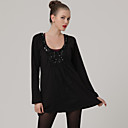 Perles Profonde Encolure Ronde Manches Longues Robe / Robes De Femmes (ff-b-0736780)