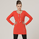 Mangas Largas Botones Dorados Ronda Vestido De Su�ter Cuello / Su�teres De Las Mujeres (ff-b-0736792)