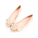 Piel De Cordero Bajo Los Talones Superior Cerrado De Los Pies Con Perlas De Imitaci�n De Zapatos De Moda Bowknot (0985-hg148)